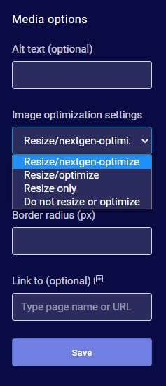 Optimize Image Settings