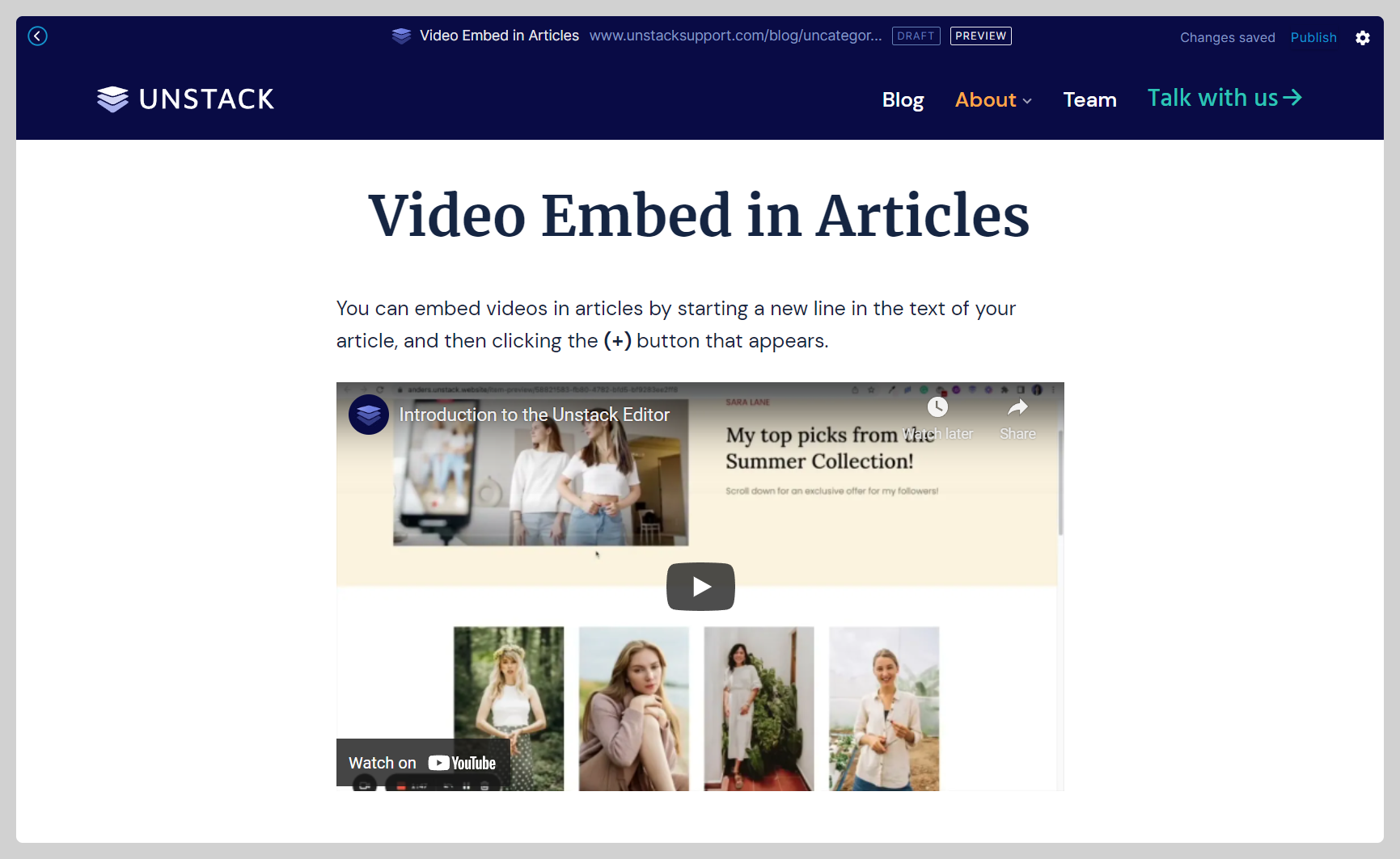 Save Video in Article