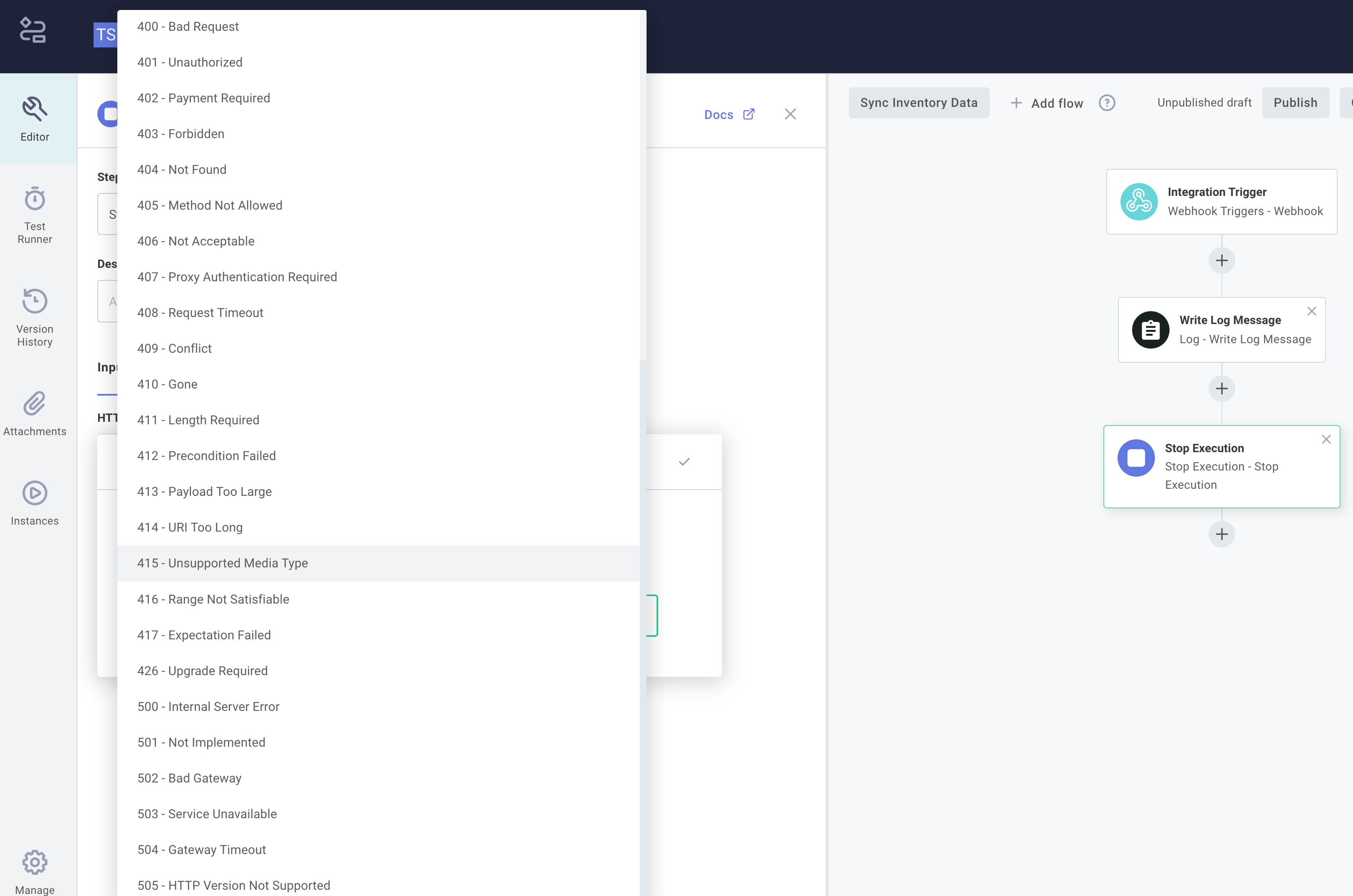 Configure HTTP status codes for synchronous integrations